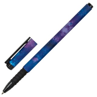 Ручка шариковая BRAUBERG SOFT TOUCH GRIP "SPACE", СИНЯЯ, мягкое покрытие, узел 0,7 мм, 143714 Китай