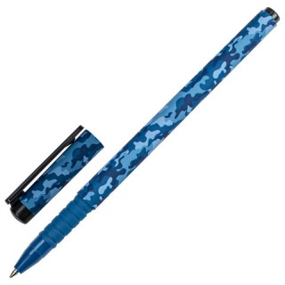 Ручка шариковая BRAUBERG SOFT TOUCH GRIP "MILITARY", СИНЯЯ, мягкое покрытие, узел 0,7 мм, 143713 Китай