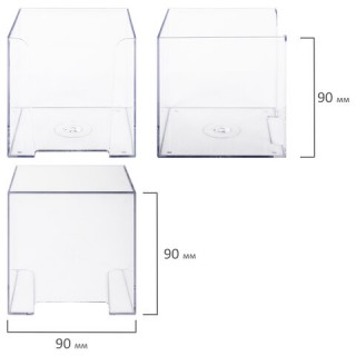 Подставка для бумажного блока BRAUBERG CLASSIC пластиковая, 90х90х90 мм, прозрачная, 238092, ПЛ41 Россия