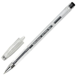Ручка гелевая BRAUBERG "EXTRA", ЧЕРНАЯ, корпус прозрачный, узел 0,5 мм, линия 0,35 мм, 143900 Китай