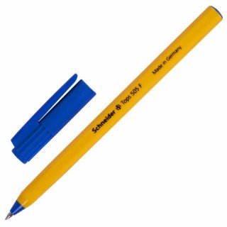 Ручка шариковая SCHNEIDER (Германия) "Tops 505 F", СИНЯЯ, корпус желтый, узел 0,8 мм, линия письма 0,4 мм, 150503 Германия