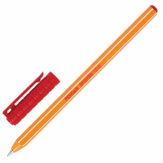 Ручка шариковая масляная PENSAN "Officepen 1010", КРАСНАЯ, корпус оранжевый, узел 1 мм, линия письма 0,8 мм, 1010/60 Турция