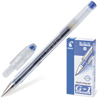 Ручка гелевая PILOT "G-1", СИНЯЯ, корпус прозрачный, узел 0,5 мм, линия письма 0,3 мм, BL-G1-5T Япония