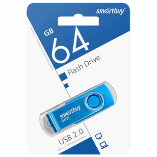 Флеш-диск 64 GB SMARTBUY Twist USB 2.0, синий, SB064GB2TWB Китай