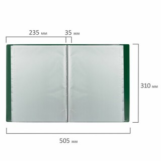 Папка 100 вкладышей BRAUBERG "Office", зеленая, 0,8 мм, 271335 Россия