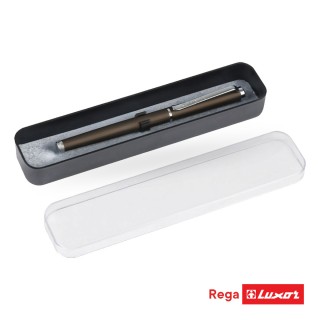 Ручка перьевая Luxor "Rega" синяя, 0,8мм, корпус графит/хром, футляр 8241 Индия