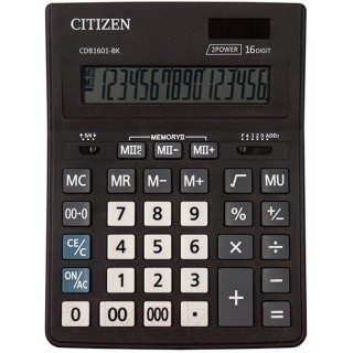 Калькулятор настольный CITIZEN BUSINESS LINE CDB1601BK (205x155 мм), 16 разрядов, двойное питание, Китай