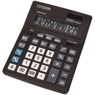 Калькулятор настольный CITIZEN BUSINESS LINE CDB1401BK (205x155 мм), 14 разрядов, двойное питание, Китай
