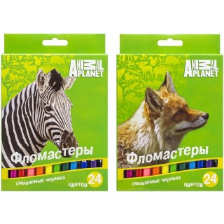 Набор фломастеров ACTION! Animal Planet, 24 цв., к артон с е/п, 2 диз. арт.AP-AWP105-24, Китай
