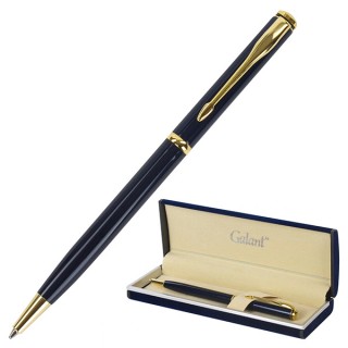 Ручка подарочная шариковая GALANT "Arrow Gold Blue", корпус темно-синий, золотистые детали, пишущий узел 0,7 мм, синяя, 140653, Тайвань