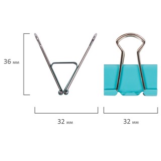 Зажим для бумаг STAFF "Profit", 32 мм, на 140 листов, цветной, картонная коробка, 225158 Китай