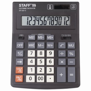 Калькулятор настольный STAFF PLUS STF-333 (200x154 мм), 12 разрядов, двойное питание, 250415, Китай