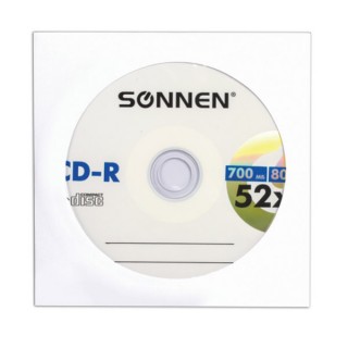 Диск CD-R SONNEN, 700 Mb, 52x, бумажный конверт (1 штука), 512573 Вьетнам