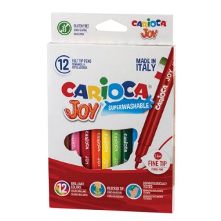 Фломастеры CARIOCA (Италия) "Joy", 12 цветов, суперсмываемые, вентилируемый колпачок, картонная коробка, 40614 Италия