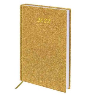 Ежедневник датированный 2022 А5 138x213 мм BRAUBERG "Sparkle", блестки, золотистый, 112826, Китай