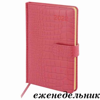 Еженедельник датированный 2022 А5 145х215 мм BRAUBERG "Party", под кожу, коралловый, 112876, Китай