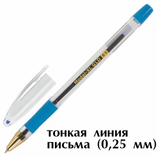 Ручка шариковая масляная с грипом BRAUBERG "Model-XL GLD", СИНЯЯ, узел 0,5 мм, линия письма 0,25 мм, 143245 Китай