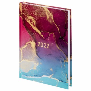 Ежедневник датированный 2022 (145х215 мм), А5, STAFF, ламинированная обложка, "Marble", 113343, Россия