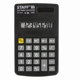 Калькулятор карманный STAFF STF-818 (102х62 мм), 8 разрядов, двойное питание, 250142 Китай