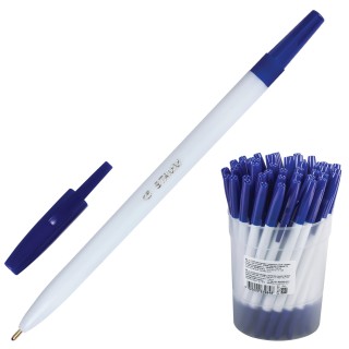 Ручка шариковая СТАММ "049" синяя, 1,0мм, белый корпус РШ11 Россия