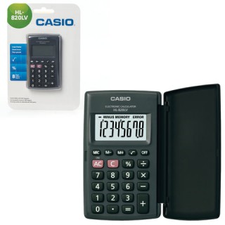 Калькулятор карманный CASIO HL-820LV-BK-S (104х63х7,4 мм) 8 разрядов, питание от батареи, черный, блистер, HL-820LV-BK-S-G, Филиппины