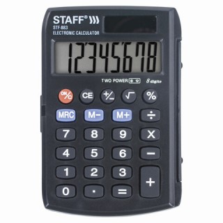 Калькулятор карманный STAFF STF-883 (95х62 мм), 8 разрядов, двойное питание, 250196 Китай