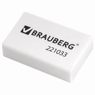 Ластик BRAUBERG, 26х17х7 мм, белый, прямоугольный, 221033, Китай