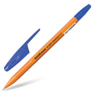 Ручка шариковая ERICH KRAUSE "R-301 Orange", СИНЯЯ, корпус оранжевый, узел 0,7 мм, линия письма 0,35 мм, 43194, Китай