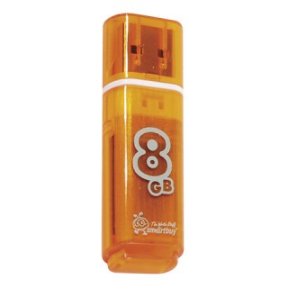 Флеш-диск 8 GB, SMARTBUY Glossy, USB 2.0, оранжевый, SB8GBGS-Or, Тайвань