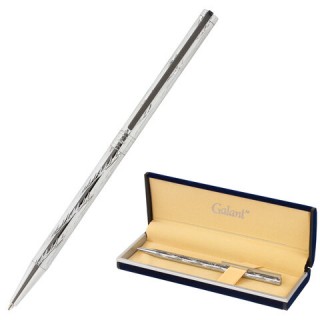 Ручка подарочная шариковая GALANT "ASTRON SILVER", корпус серебристый, детали хром, узел 0,7 мм, синяя, 143527, Тайвань
