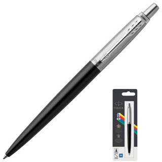Ручка шариковая PARKER "Jotter Plastic CT", корпус черный, детали нержавеющая сталь, блистер, синяя, 2096873 Франция