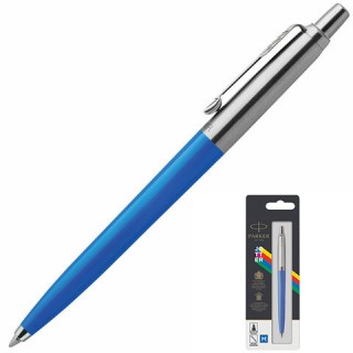 Ручка шариковая PARKER "Jotter Plastic CT", корпус синий, детали из нержавеющей стали, блистер, синяя, 2076052 Франция