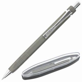 Ручка подарочная шариковая BRAUBERG Opus, СИНЯЯ, корпус серый с хромированными деталями, линия письма 0,5 мм, 143493, Индия