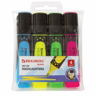 Набор текстовыделителей BRAUBERG 4 шт., АССОРТИ, 