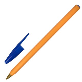 Ручка шариковая STAFF "Basic Orange BP-01", письмо 750 метров, СИНЯЯ, длина корпуса 14 см, узел 1 мм, 143740, Китай