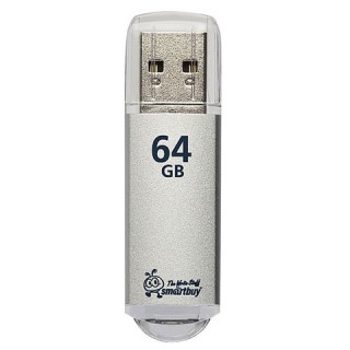 Флеш-диск 64 GB, SMARTBUY V-Cut, USB 2.0, металлический корпус, серебристый, SB64GBVC-S, Тайвань