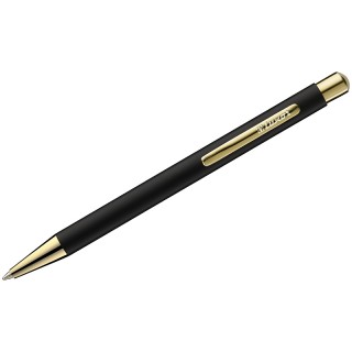Ручка шариковая Luxor "Nova" синяя, 1,0мм, корпус черный/золото, кнопочный механизм, ИНДИЯ