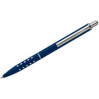Ручка шариковая Luxor "Window" синяя, 1,0мм, корпус синий/хром, кнопочный механизм, ИНДИЯ