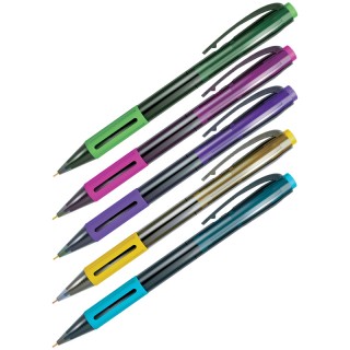Ручка шариковая автоматическая Berlingo "SI-400 Color" синяя, 0,7мм, грип, корпус ассорти, Индия