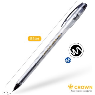 Ручка гелевая Crown "Hi-Jell Needle" черная, 0,5мм, игольчатый стержень HJR-500NB, Республика Корея