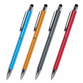 Ручка-стилус SONNEN для смартфонов/планшетов, СИНЯЯ, корпус ассорти, серебристые детали, линия письма 1 мм, 141587, Китай