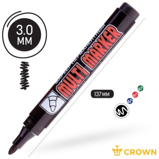 Маркер перманентный CROWN "Multi Marker", ЧЕРНЫЙ, круглый наконечник, 3 мм, CPM-800 Корея, Республика