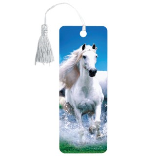Закладка для книг 3D, BRAUBERG, объемная, "Белый конь", с декоративным шнурком-завязкой, 125753, Китай