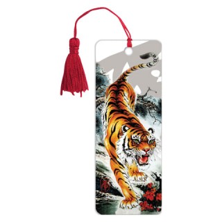 Закладка для книг 3D, BRAUBERG, объемная, "Бенгальский тигр", с декоративным шнурком-завязкой, 125755, Китай