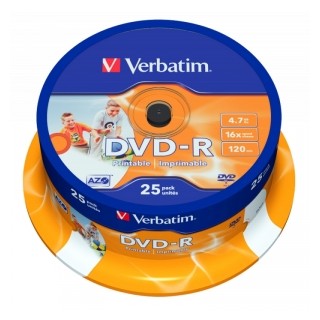 Диск DVD-R 4,7 Гб запис. 16х. AZO, Matt Silver Verbatim, 43788, Тайвань