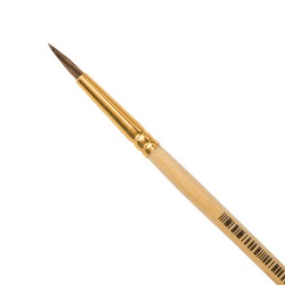 Кисть ПИФАГОР, БЕЛКА, круглая, Љ 3, деревянная лакированная ручка, с колпачком, 200817 Китай