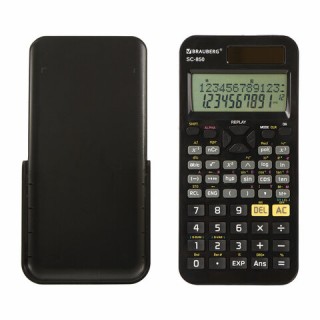 Калькулятор инженерный двухстрочный BRAUBERG SC-850 (163х82 мм), 240 функций, 10+2 разрядов, двойное питание, ЧЕРНЫЙ, 250525, Китай