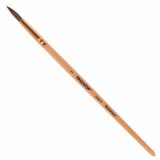 Кисть ПИФАГОР, БЕЛКА, круглая, Љ 5, деревянная лакированная ручка, с колпачком, 200819 Китай