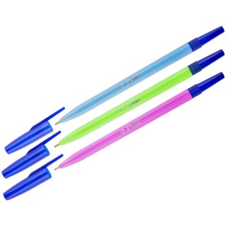 Ручка шариковая СТАММ "049" синяя, 1,0мм, флуоресцентный корпус ассорти РШ01 Россия
