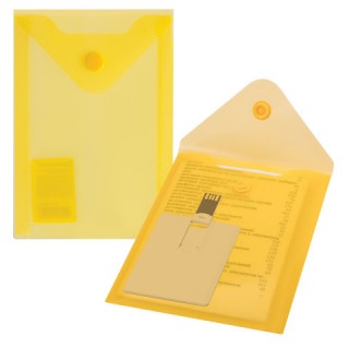 Папка-конверт с кнопкой МАЛОГО ФОРМАТА (105х148 мм), А6, желтая, 0,18 мм, BRAUBERG, 227319 Россия